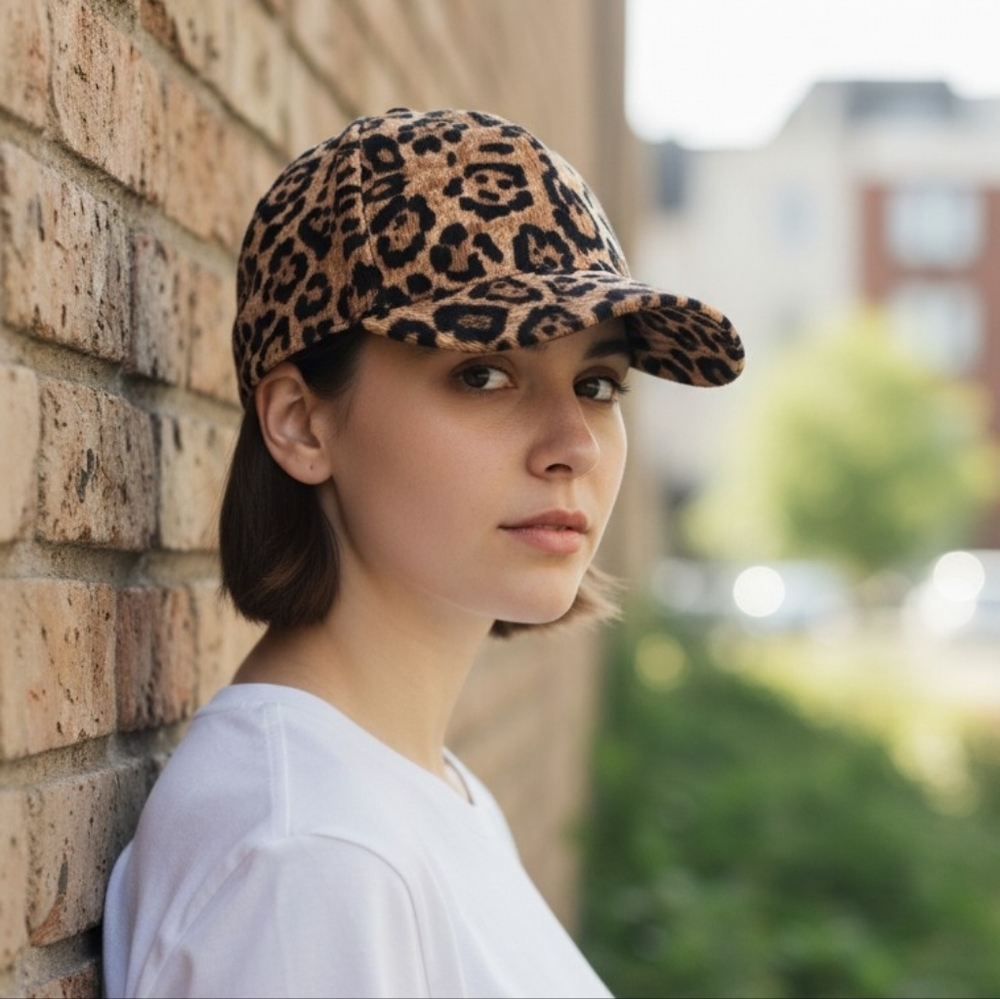 Jenni, Leopard Print Hat Tan/Black, NWOT
